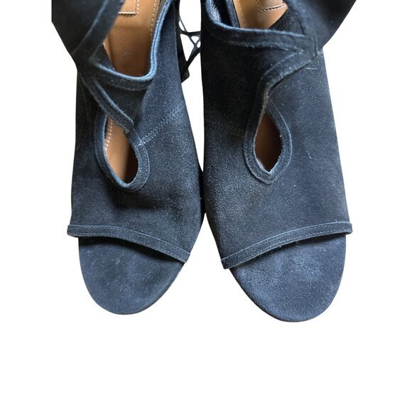 Aquazzura Black Suede Ankle Strap w Tie Heels Sandals Formal Shoes‎ Size It 38.5 - Picture 6 of 11